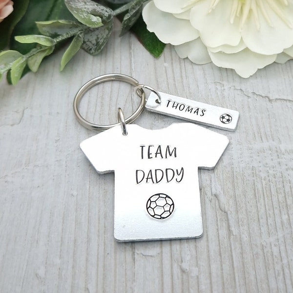 Team Daddy Personalised Football Keyring, Father's Day Gift For Dad, Football Player Gift Idea, Dream Team Keychain Gifts For Him,