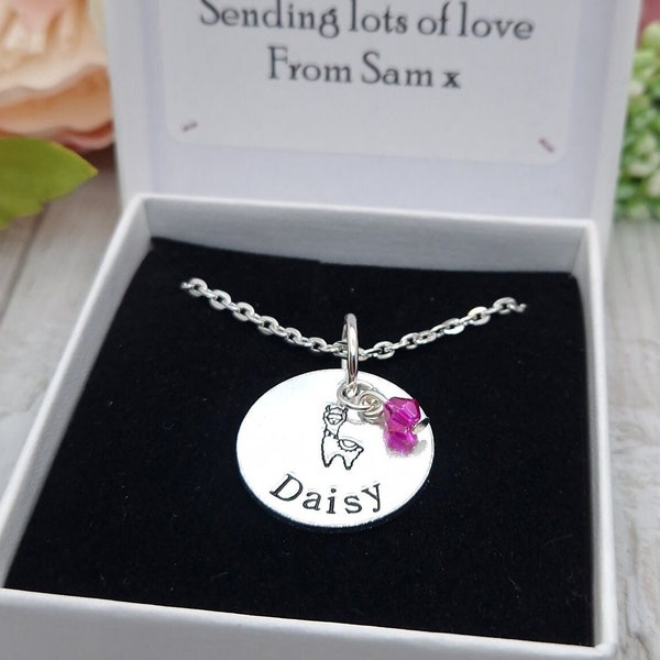 Personalised Llama Necklace Gift For Girls, Alpaca Jewellery Pendant With Name, Gifts For Llama Farmer,