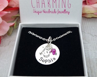 Personalised Age 13th Birthday Girls Gift Necklace With Name And Birthstone Gifts For Daughter Granddaughter Niece Jewellery 13 Year Old