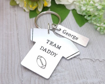 Team Daddy Personalised Rugby Keyring, Father's Day Gift For Dad, Rugby Player Gift Idea, Dream Team Keychain Gifts For Him,