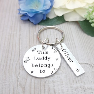 This Daddy Belongs To Keyring, Personalised Fathers Day Gift For Dad, Gifts For New Daddy, First Father's Day Present For Daddy