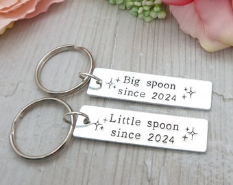 Big Spoon Little Spoon Personalised Keyring, Anniversary Gift For Boyfriend, Valentine's Day Gifts For Husband, Couples Keychain Set
