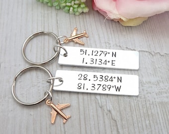 Coordinates Keyring Gift For Boyfriend | Long Distance Relationship Gifts For Best Friend | Personalised Longitude Latitude Keychain Present