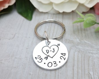 Personalised Anniversary Date Keyring, Wedding Anniversary Gift For Husband, Custom Special Date Keychain Present, Wedding Day Present