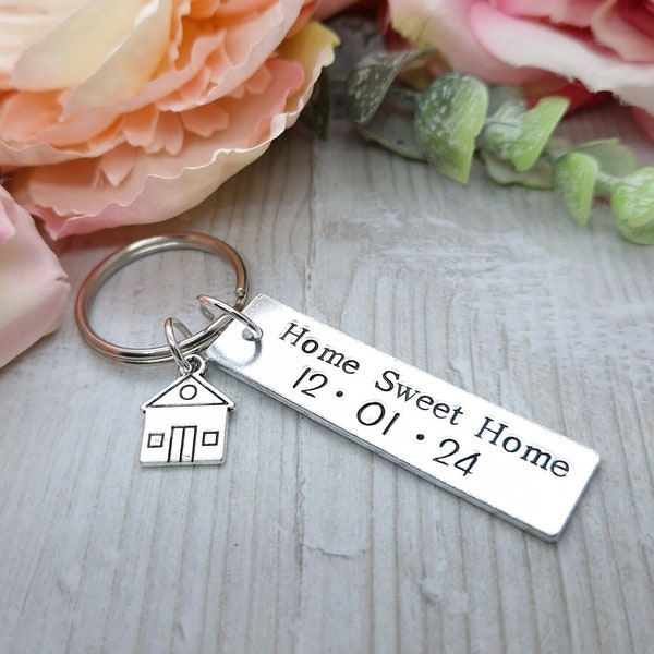 New Home Keyring Gift | Our First Home Keyring | Custom Housewarming Gifts With Date | Moving House Keychain