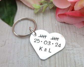 Tally Mark Keyring, 10 Year Anniversary Gift, Personalised Gifts for Husband, 5th Wedding Anniversary Keychain, Special Date Keyrings