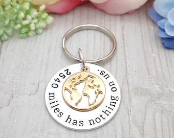 Long Distance Relationship Gifts, Moving Overseas Gifts For Boyfriend, Best Friend Moving Away Keychain, Miles Has Nothing On US Keyring