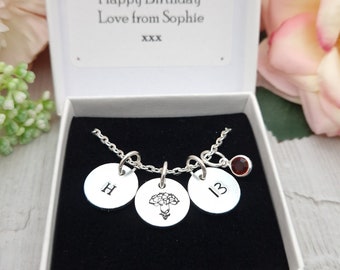 Personalised Age 13th Birthday Girls Gift Necklace With Name And Birthstone Gifts For Daughter Granddaughter Niece Jewellery 13 Year Old