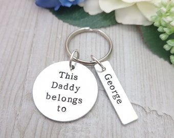 This Daddy Belongs To Keyring, Personalised Father's Day Gift For Dad, Daddy Gifts From The Children