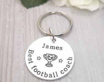 Personalized Football Coach Keychain: Hand Stamped Aluminum Gift