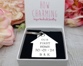 Personalized New Home Aluminum Keychain: First House, Date & Initials