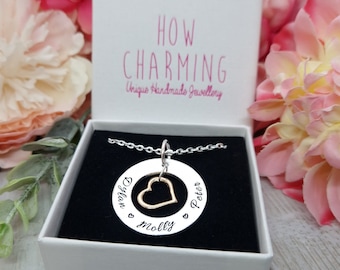 Personalised Rose Gold Mummy Heart Necklace Gift