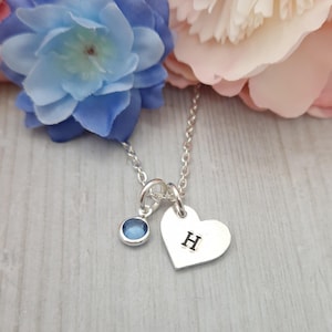 Collar para niñas, collar con inicial, joyería con piedra de nacimiento, regalo para mejor amiga, collar personalizado, regalo para hija, collar con piedra de nacimiento, cumpleaños