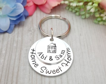 First Home Personalised Gift Keyring, New House Present Friend, Homeowner Gifts For Couple