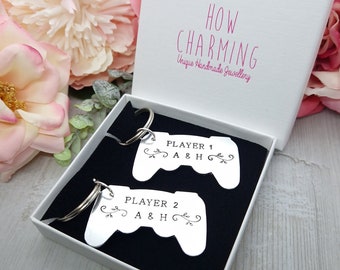 Personalised Gamer Gifts For Husband Player 1 Player 2 Keyring Valentines Day Boyfriend Present Wedding Anniversary Gaming Couple Gift