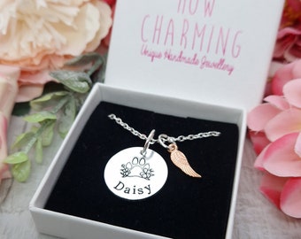 Personalised Dog Memorial Gift | Pet Loss Necklace With Pawprint | Jewellery Gifts For Loss Of Dog |
