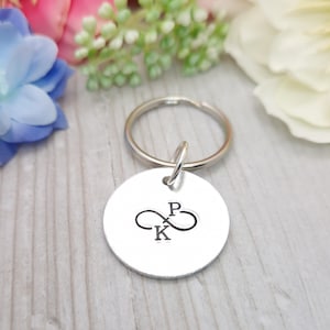 Personalised Valentines Day Gift With Custom Initials Infinity Symbol Keyring Gifts For Her Wedding Anniversary Present Husband Keychain
