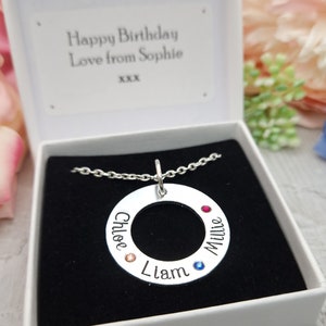 Geburtsstein Halskette für Mama, Geschenk für Mama von Kindern, Mama Halskette mit Kindernamen, personalisierte Geschenke für Kindermädchen