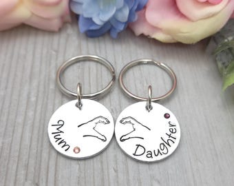 Matching Mum and Daughter Birthstone Keyring, Mothers Day Gifts, Gift For Mum Birthday