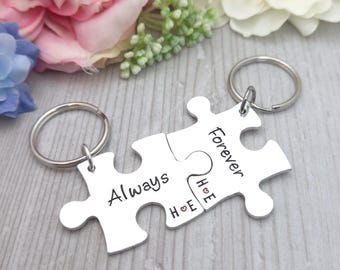 Forever and Always Personalised Keyrings, Valentines Day Gift, Couples Keychains, Boyfriend, Girlfriend