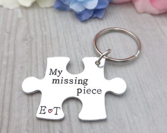 You Complete Me Personalised Jigsaw Keyring, Valentines Day Gifts Boyfriend Girlfriend