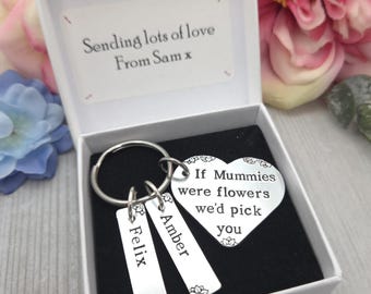 Personalised Mothers Day Gift, Mummy Present From Children, If Mummies Were Flowers Keyring
