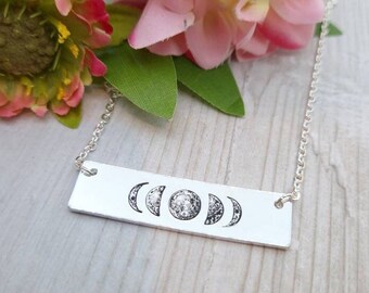 Moon Necklace Moon Phases Stars Jewellery Crescent Moons Space Gift  Witch Wicker Jewelery Moon Pendant Planet World Daughter Mom Necklace
