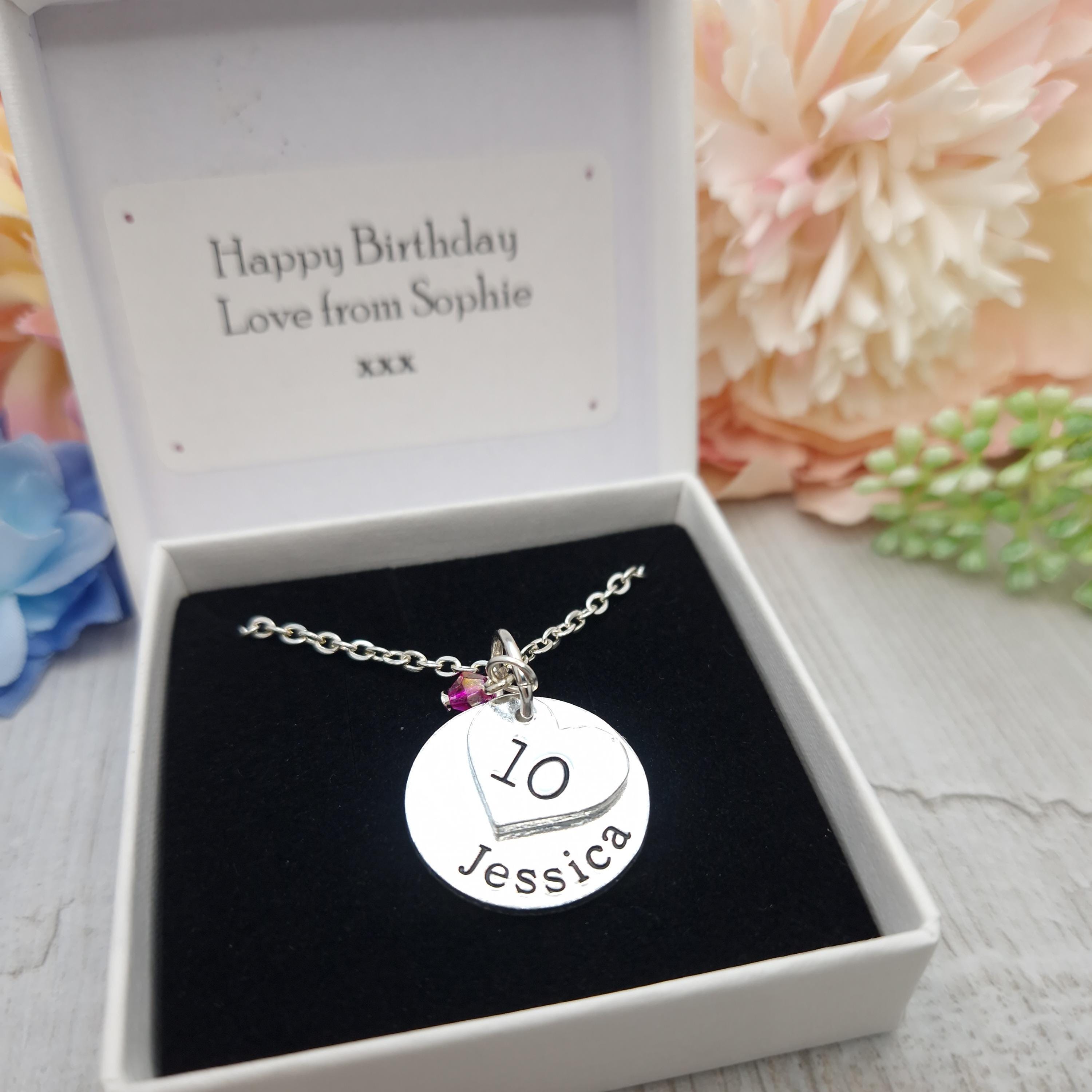 Collar personalizado para niñas que cumplen 10 años, con nombre y