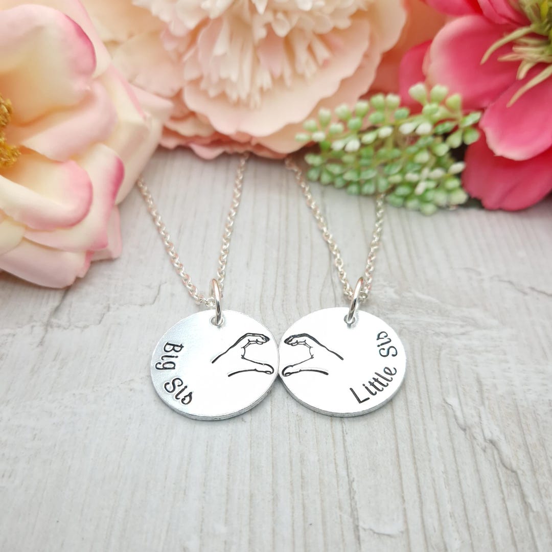 Matching Sister Necklace With Hand Heart Big Sister And Little Sister Gift Birthday Gift For Sibling
