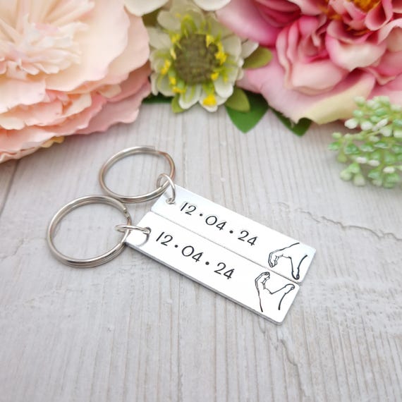 Personalised Date Keyrings, Wedding Anniversary Gift for Husband