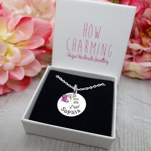 Personalised Age 16th Birthday Girls Gift Necklace With Name And Birthstone Gifts For Daughter Granddaughter Niece Jewellery 16 Year Old