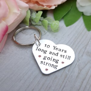 10 Year Wedding Anniversary Gift, Husband Gifts For 10th Anniversary, Tin Keyring For Wife, 10 Years Married, Tin Wedding Anniverysary