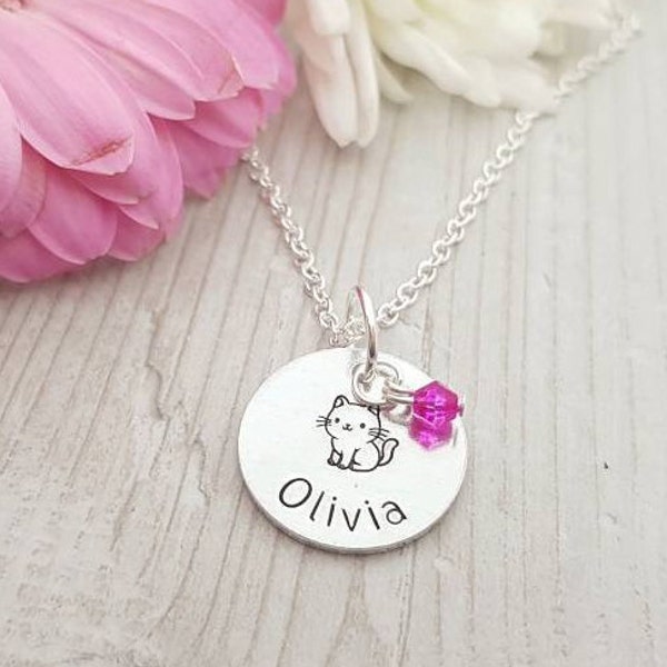 Cat Gift, Cat lover gift, Cat Gifts for Girls, Girls Party, Cat Necklace, Kitten Jewellery, Cat Jewelry, Personalised Cat, Girls Gift,