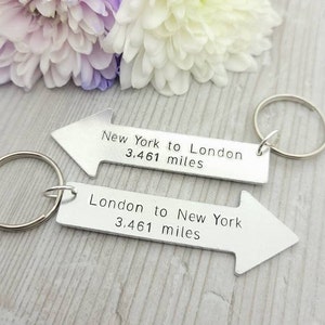 Valentines Gift, Long Distance Relationship, Long Distance Friendship, Going Away Gift, Travel Gift, Couples Keyring, Anniversary Gift image 1