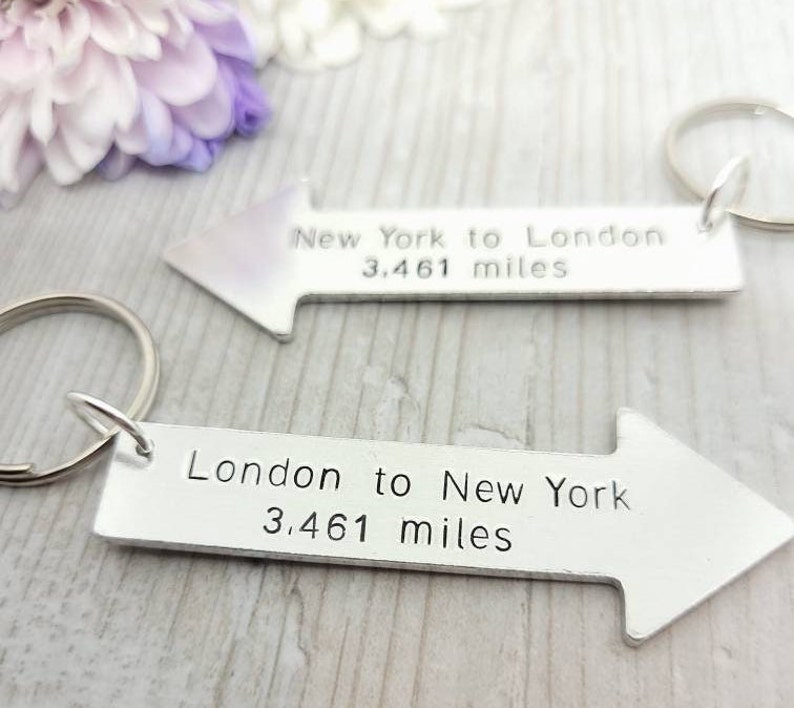 Valentines Gift, Long Distance Relationship, Long Distance Friendship, Going Away Gift, Travel Gift, Couples Keyring, Anniversary Gift image 2