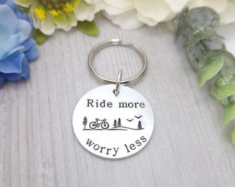Bike Lover Keyring Gift, Keychain For Cyclists, Ride More Worry Less Present For Cyclist