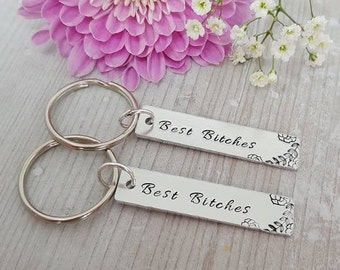 Best Bitches Best Friend Keychains, Funny Gift For Friend, Thank You Gifts For Bridesmaids, Birthday Present For BFF, Besties Keyrings