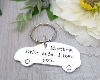 Personalised Drive Safe Keyring, Gift For Passing Driving Test, Driver Keychain For Husband