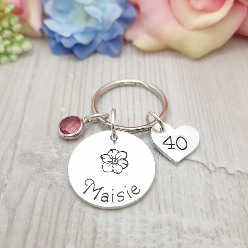 Birthstone Keyring 40th - Etsy UK