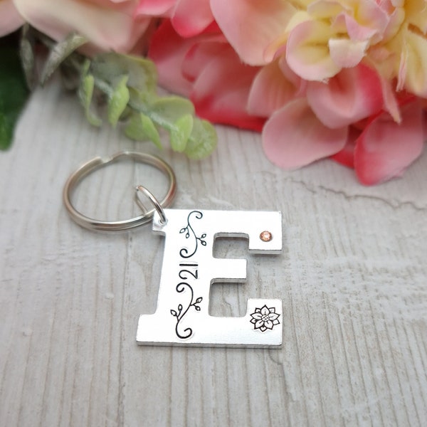 Personalised Age 21st Birthday Girls Gift Keyring With Name And Birthstone Gifts For Daughter Granddaughter Niece Jewellery 21 Year Old