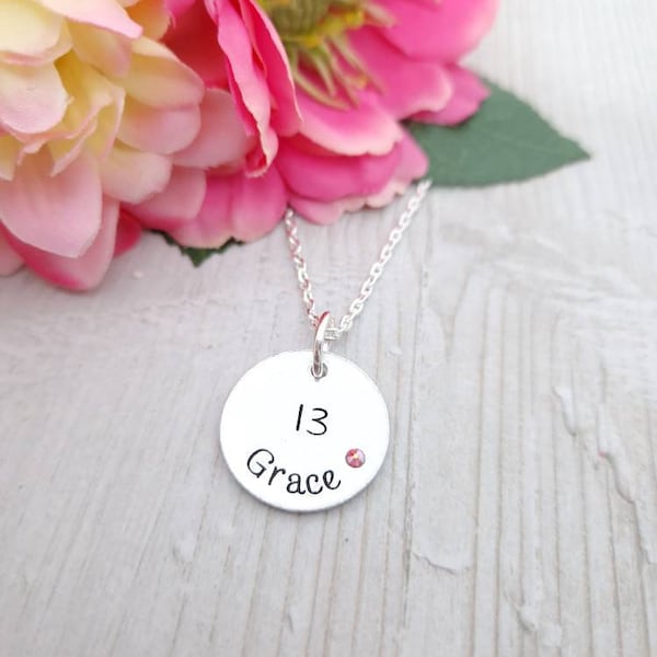 13th Birthday Necklace Personalised Gift Childs Daughter Granddaughter Goddaughter Friend Gift Thirteen Birthday Teen Gifts Happy Birthday