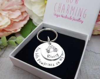 Dog Loss Memorial Keyring Gift, Personalised Pet In Memory Keychain Gifts, Over The Rainbow Bridge Present, Dog Paw Remembrance Keepsake