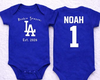 Custom Dodgers Baby Onesie, Personalized Name & Number, Baseball Baby Outfit, Baby Shower Gift, Dodgers Newborn Bodysuit