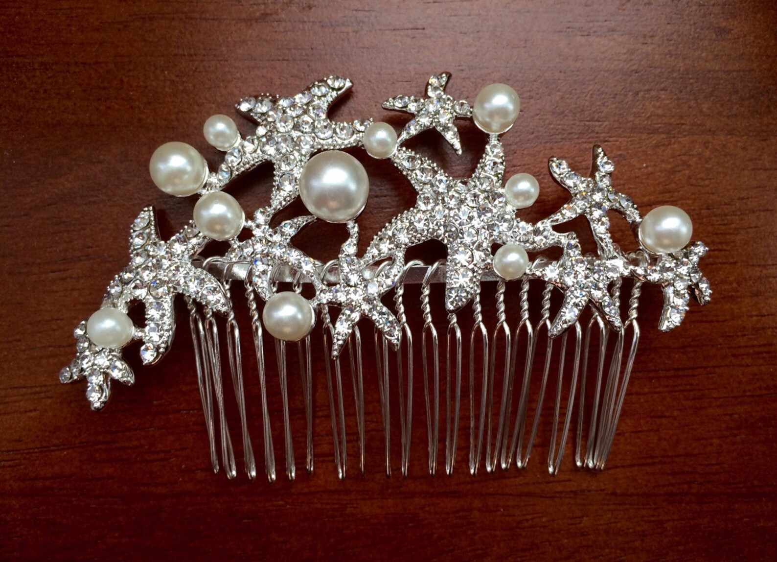 Beach Weddingstarfish Bridal Combwedding Comb Hair Etsy