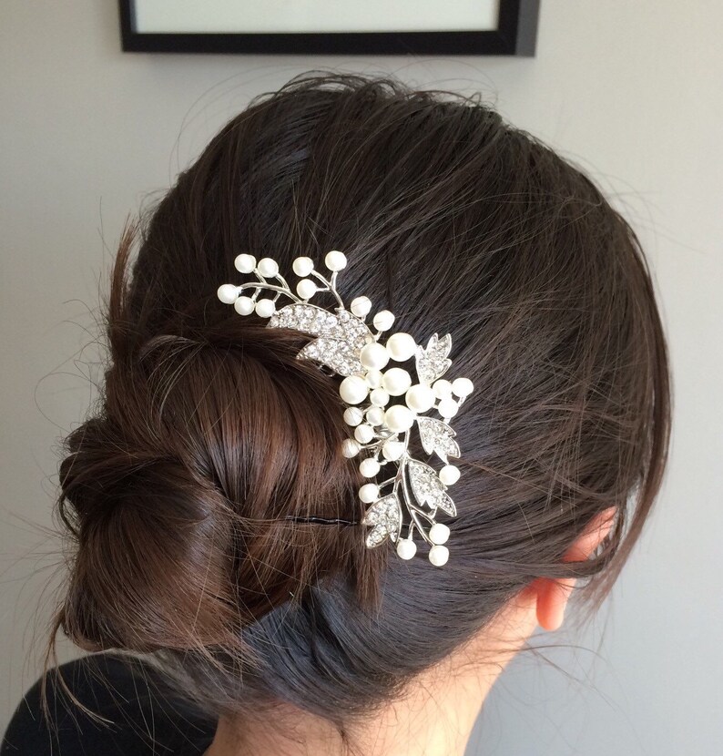 Peine de pelo de la boda, peine del pelo de la novia de la perla, accesorios del pelo de la novia, accesorios del pelo de la boda, peine del pelo del cristal, peine vintage, joyería de la novia imagen 1