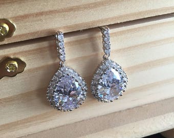 Crystal Bridal Earrings Wedding Earrings Wedding Jewelry Statement Bridal Earrings Bridal Teardrop Bridal Jewelry Set Drop Earrings