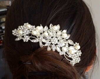 Blume Hochzeit Braut Crystal Hair Comb Gold Headpiece Haarspange Pin Schmuck Blume Hochzeit Braut Crystal Hair Comb Gold Headpiece Haarspange Pin Schmuck