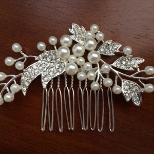 Wedding hair comb, Pearl bridal hair comb, bridal hair accessories, wedding hair accessories, crystal hair comb, vintage comb,bridal jewelry image 5