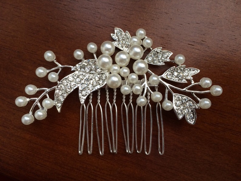 Peine de pelo de la boda, peine del pelo de la novia de la perla, accesorios del pelo de la novia, accesorios del pelo de la boda, peine del pelo del cristal, peine vintage, joyería de la novia imagen 5