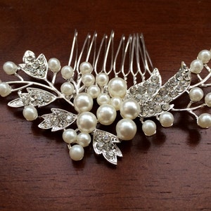 Wedding hair comb, Pearl bridal hair comb, bridal hair accessories, wedding hair accessories, crystal hair comb, vintage comb,bridal jewelry image 2
